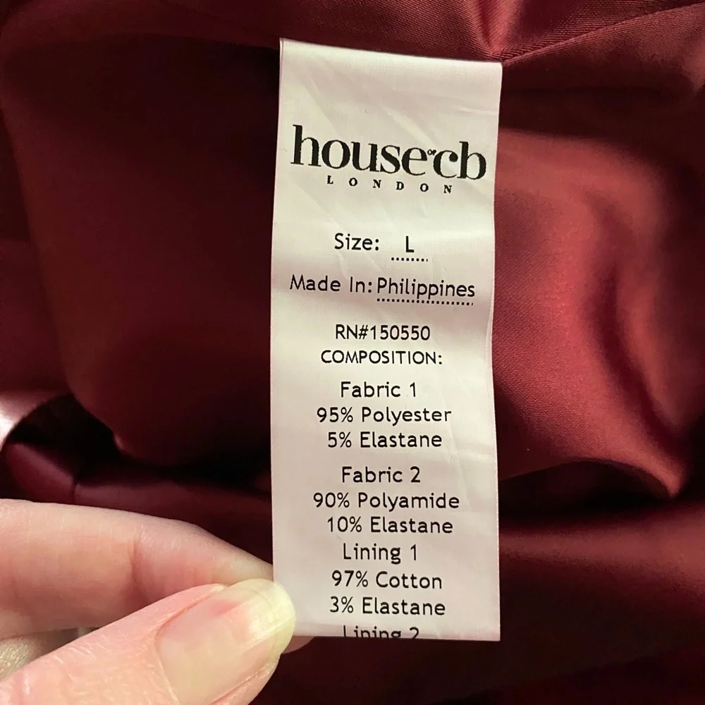 NEW House of CB Solaine Velvet Dress Wine Large